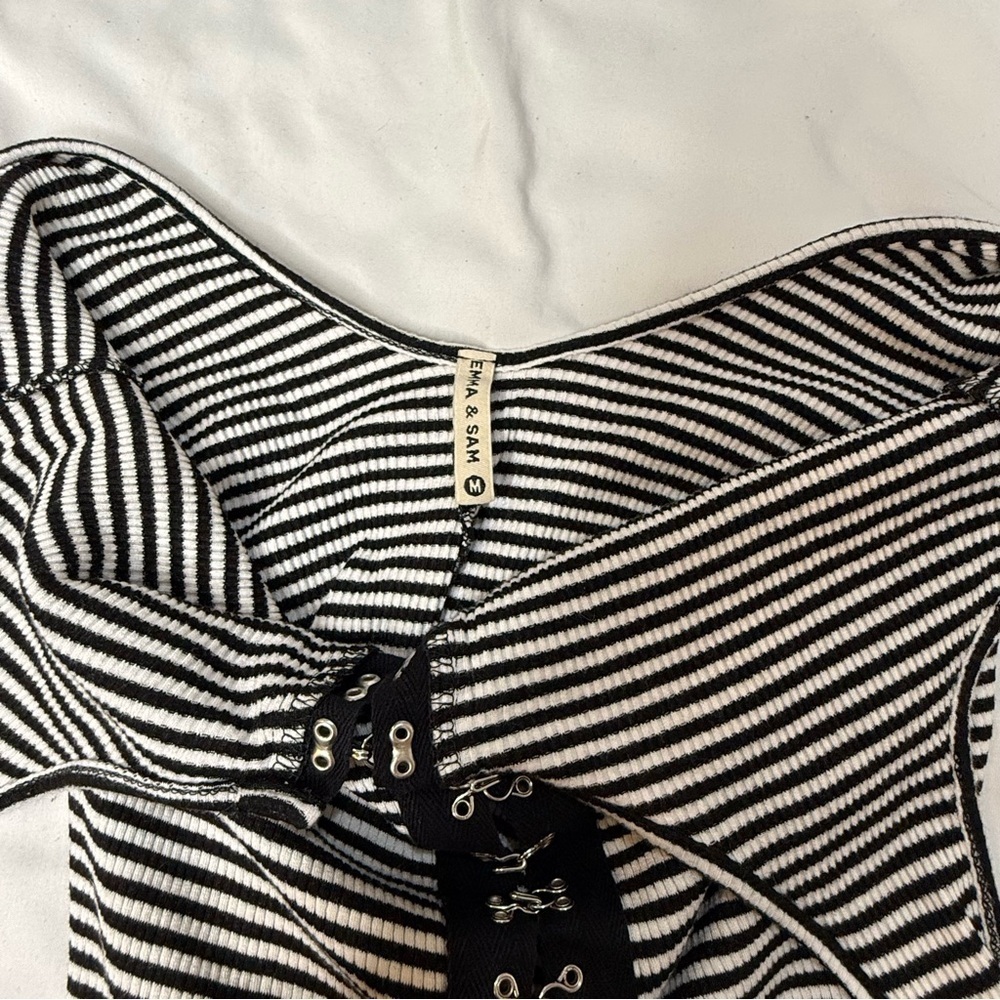 Emma & Sam rayon /spandex bl/white bodysuit medium - Picture 11 of 13